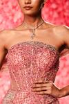 Dolly J_Pink Shimmer Tulle Embroidered Bead Straight Francoise With _Online_at_Aza_Fashions