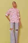 Buy_Noib_Pink Giza Poplin Printed Palm Tree Collar Alicia Shirt _at_Aza_Fashions