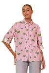 Noib_Pink Giza Poplin Printed Palm Tree Collar Alicia Shirt _Online_at_Aza_Fashions
