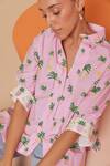 Buy_Noib_Pink Giza Poplin Printed Palm Tree Collar Alicia Shirt _Online_at_Aza_Fashions