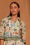 Buy_NOIB_Multi Color Crochet Printed Holiday Collar Deya Shirt With Shorts _Online_at_Aza_Fashions