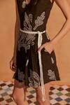Noib_Black Linen Embroidered Broderie Anglaise V-neck Eleni Playsuit _Online_at_Aza_Fashions