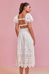 Shop_NOIB_White Giza Poplin Embroidered Broderie Anglaise Square Zoe Top With Skirt Set _at_Aza_Fashions