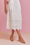 Buy_NOIB_White Giza Poplin Embroidered Broderie Anglaise Square Zoe Top With Skirt Set _Online_at_Aza_Fashions