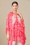 Buy_Namrata Joshipura_Red Printed Floral Round Shirt Tunic _Online_at_Aza_Fashions