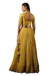 Buy_Label Niti Bothra_Yellow Chanderi Silk Embroidery Zardozi Leaf Neck Phool Butta Lehenga Set _Online