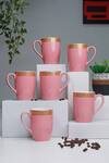 Buy_Vola_Pink Porcelain Blooming Dalhia Pattern Mugs - Set Of 6_at_Aza_Fashions