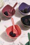 Shop_Vola_Multi Color Porcelain Bloom Vegas Matte Dessert Bowl And Spoon Set_at_Aza_Fashions