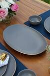 Shop_Vola_Grey Porcelain Bloom Matte Dinner Set_Online_at_Aza_Fashions