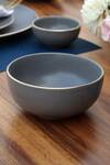 Vola_Grey Porcelain Bloom Matte Dinner Set_at_Aza_Fashions