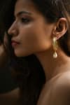 Buy_Heena Mittal_Gold Plated Textured Suni Pearl Drop Hoops _Online_at_Aza_Fashions