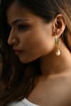 Shop_Heena Mittal_Gold Plated Textured Suni Pearl Drop Hoops _Online_at_Aza_Fashions