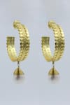 Shop_Heena Mittal_Gold Plated Textured Suni Pearl Drop Hoops 