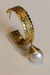 Heena Mittal_Gold Plated Textured Suni Pearl Drop Hoops _Online