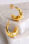 Shop_Heena Mittal_Gold Plated Pearls Gul Accented Studs _at_Aza_Fashions