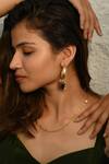 Buy_Heena Mittal_Gold Plated Pearls, Rhinestones Eclat Rhodonite Hoops _at_Aza_Fashions
