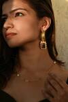 Heena Mittal_Gold Plated Pearls, Rhinestones Eclat Rhodonite Hoops _Online_at_Aza_Fashions