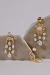 Shop_Heena Mittal_Gold Plated Pearls Maffei Drop Earrings _at_Aza_Fashions