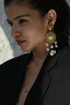 Buy_Heena Mittal_Gold Plated Pearl Cygnus Floral Dangler Earrings _at_Aza_Fashions