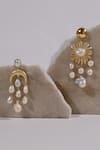 Buy_Heena Mittal_Gold Plated Pearl Cygnus Floral Dangler Earrings _Online_at_Aza_Fashions