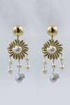 Heena Mittal_Gold Plated Pearl Cygnus Floral Dangler Earrings _at_Aza_Fashions