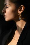 Buy_Heena Mittal_Gold Plated Pearls, Stones Canis Diamond Embellished Earrings _at_Aza_Fashions
