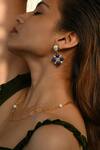 Heena Mittal_Blue Stones, Pearls Virgo Embellished Earrings _Online_at_Aza_Fashions