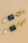 Shop_Heena Mittal_Gold Plated Pearls, Stones Gris Drop Earrings _Online_at_Aza_Fashions