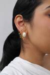Buy_Heena Mittal_Gold Plated Pearls Aadha Sitara Studs _at_Aza_Fashions