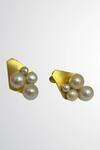 Shop_Heena Mittal_Gold Plated Pearls Embellished Studs _at_Aza_Fashions