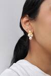 Heena Mittal_Gold Plated Pearls Embellished Studs _Online_at_Aza_Fashions