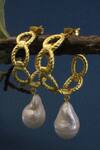 Buy_Heena Mittal_Gold Plated Pearls Textured Link Hoops _Online_at_Aza_Fashions