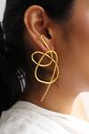 Heena Mittal_Gold Plated Abstract Ballerina Ribbon Earrings _at_Aza_Fashions