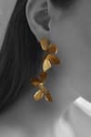 Shop_Heena Mittal_Gold Plated Fiore Petal Drop Earrings _Online_at_Aza_Fashions