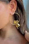 Buy_Heena Mittal_Gold Plated Fiore Girdle Petal Hoops _at_Aza_Fashions