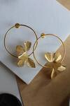Shop_Heena Mittal_Gold Plated Fiore Girdle Petal Hoops _at_Aza_Fashions