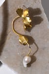 Shop_Heena Mittal_Gold Plated Pearls Belle Fiore Danglers _at_Aza_Fashions
