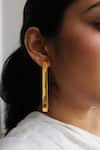 Heena Mittal_Gold Plated Rippling Ribbon Hoops _at_Aza_Fashions