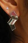 Buy_Heena Mittal_Silver Plated Acrux Ribbon Pattern Earrings _at_Aza_Fashions