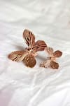 Buy_Heena Mittal_Rose Gold Butterfly Textured Earrings _at_Aza_Fashions