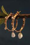 Shop_Heena Mittal_Rose Gold Pearl Charmer Drop Half-hoops _at_Aza_Fashions