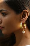 Buy_Heena Mittal_Gold Plated Pearl Hailey Drop Hoops _at_Aza_Fashions