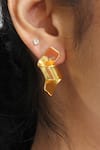 Buy_Heena Mittal_Gold Plated Acrux Ribbon Pattern Earrings _at_Aza_Fashions