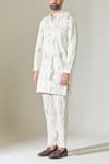 Buy_Son of A Noble Snob_White Printed Abstract Polka Pathani Kurta And Pant Set _Online_at_Aza_Fashions