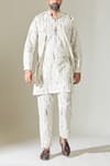 Shop_Son of A Noble Snob_White Printed Abstract Polka Pathani Kurta And Pant Set _Online_at_Aza_Fashions