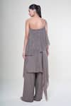 Shop_Babita Malkani_Brown Crepe Embroidery Sequin Asymmetric Jumpsuit _at_Aza_Fashions