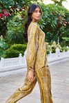 Shop_Grassroot By Anita Dongre_Yellow 62% Viscose Block Printed Stripe Collar Hillside Shirt And Pant Set _at_Aza_Fashions