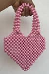 Shop_RUBILON_Pink Bead Heart Shaped Acrylic Bag _at_Aza_Fashions