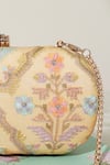 AMYRA_Yellow Embroidery Avira Floral Clutch _Online_at_Aza_Fashions