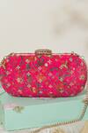 Shop_AMYRA_Pink Print Eva Floral Clutch _at_Aza_Fashions